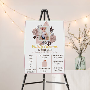 Fall First Birthday Pink Ghost Milestone Foam Board