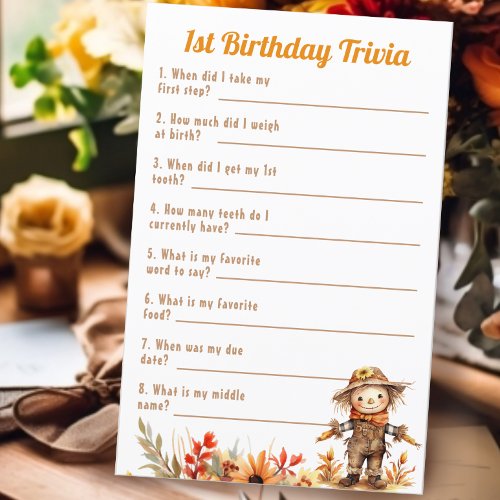 Fall First Birthday Trivia Game