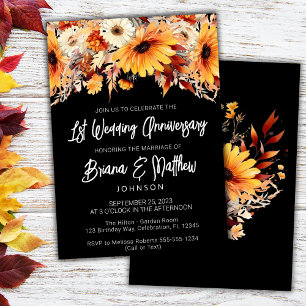 Fall Floral 1st Wedding Anniversary Invitation