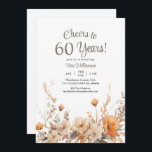 Fall Floral 60th Birthday Cheers to 60 Years Invitation<br><div class="desc">Fall Autumn Pumpkin 60th Birthday Cheers to 60 Years Invitation
This elegant fall 60th surprise birthday party invitation is perfect for your special event!</div>