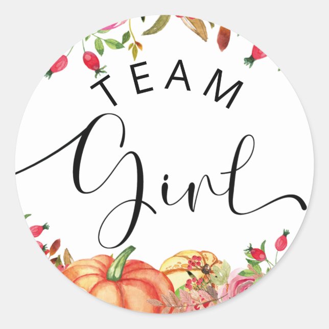 Fall floral and orange pumpkins team girl stickers (Front)