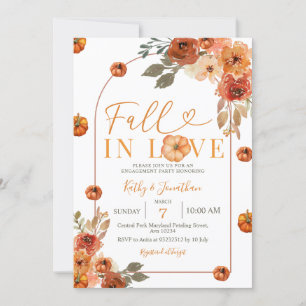 Fall Floral Arch Pumpkin Engagement Party Invitation