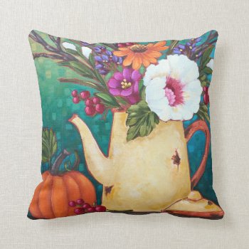 "fall Floral Arrangement" 16"x16" Throw Pillow by JustBeeNMeBoutique at Zazzle