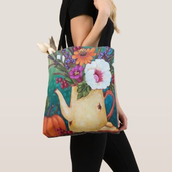 "fall Floral Arrangement" 16"x16" Tote Bag by JustBeeNMeBoutique at Zazzle