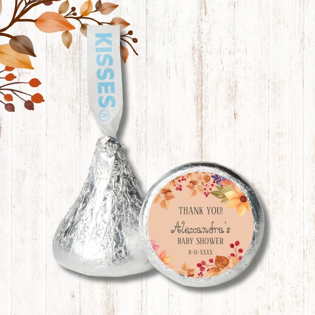 Fall Floral Autumn Baby Shower Thank You Hershey®'s Kisses® (Creator Uploaded)