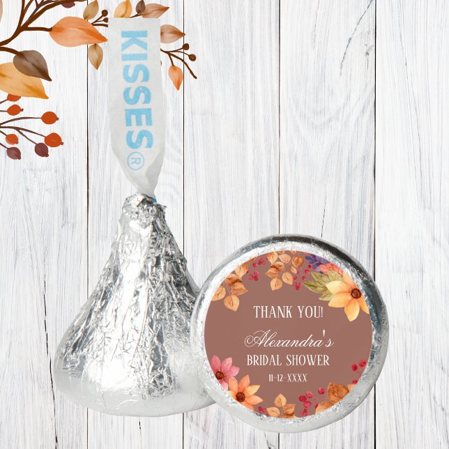 Fall Floral Autumn Bridal Shower thank you Hershey®'s Kisses® (Creator Uploaded)