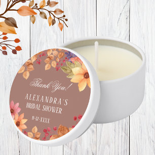 Fall Floral Autumn Bridal Shower Thank You Mini Candle Favors