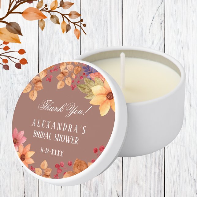 Fall Floral Autumn Bridal Shower Thank You  Mini Candle Favors (Creator Uploaded)