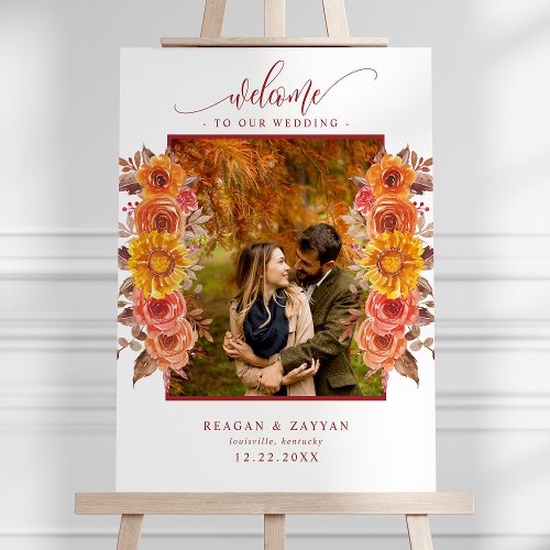 Fall Floral Autumn Flowers Photo Wedding Welcome Foam Board