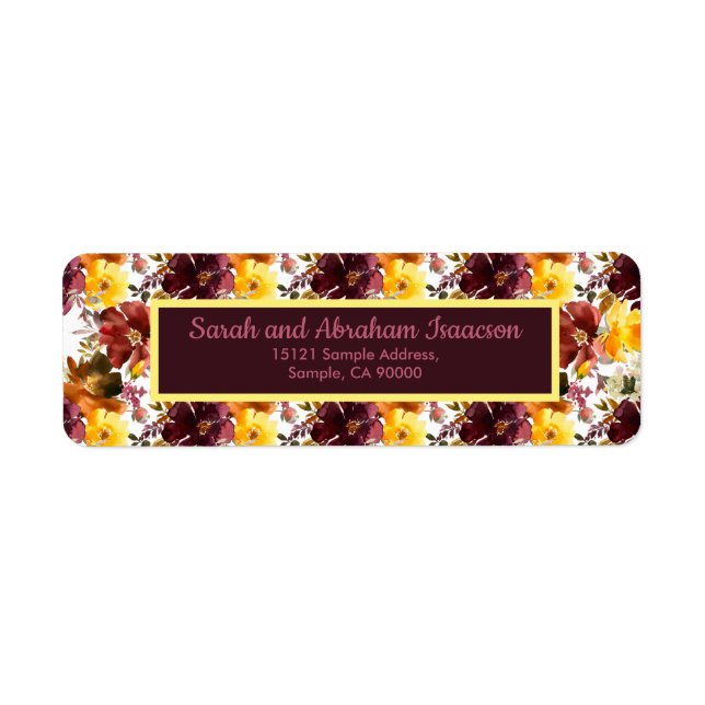 Fall Floral Autumn Flowers Return Address Labels (Front)