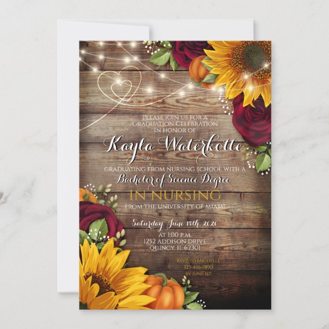 Fall Floral Autumn Graduation Invitation (Front)