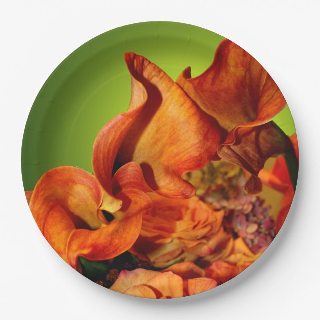 Fall Floral Autumn Rustic Wedding Arrangement Paper Plates (Front)