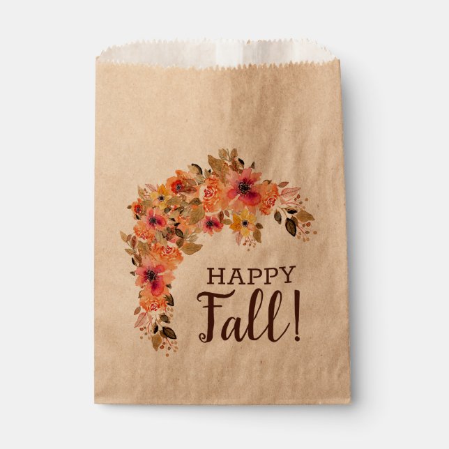Fall Floral Autumn Swag Party Favor Bag (Front)