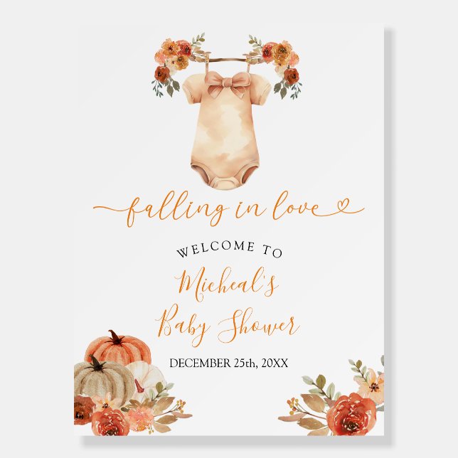 Fall Floral Baby Clothes Baby Shower Welcome Foam Board (Front)