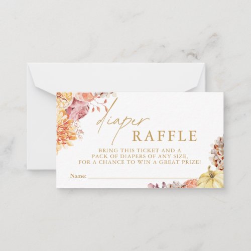 Fall Floral Baby Shower Diaper Raffle Card