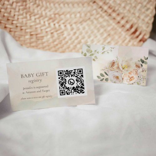 Fall Floral Baby Shower Gift Registry QR Code Enclosure Card