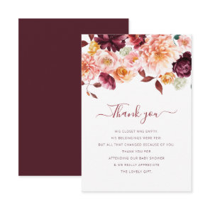 fall floral baby shower thank you card