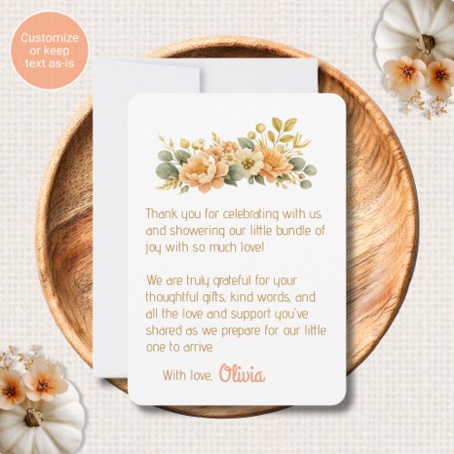 Fall Floral Baby Shower Thank You Cards