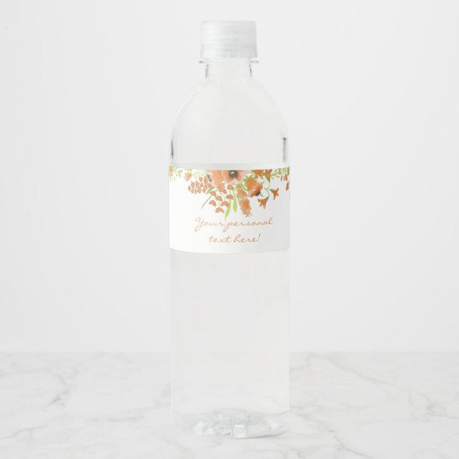 Fall Floral Baby Shower Water Bottle Label (Front)