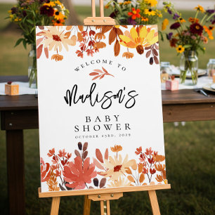 Fall Floral Baby Shower Welcome Sign