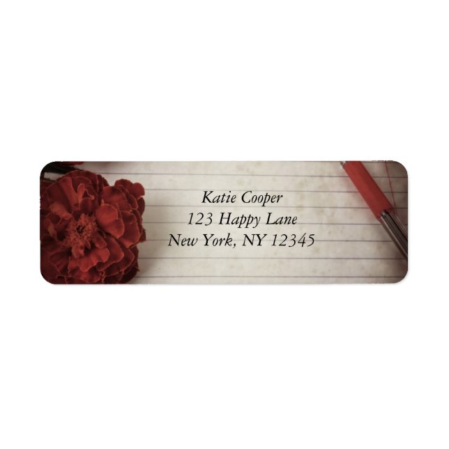 Fall Floral Background with Pen and Lined Paper Label (Front)
