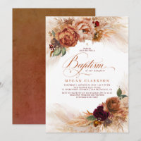 Fall Floral Baptism Invitation 