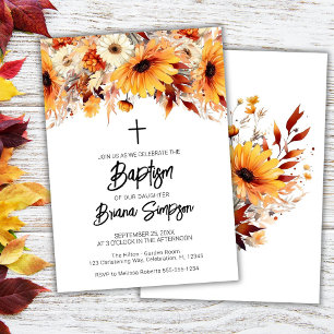 Fall Floral Baptism Invitation