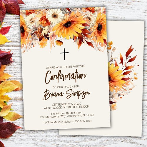 Fall Floral Beige Confirmation Invitation