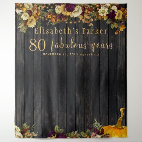 Fall floral birthday photo booth backdrop