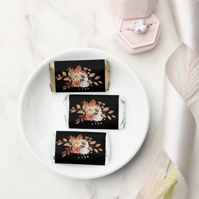 Fall Floral Black Wedding Favor Chocolate Bar (Wedding)