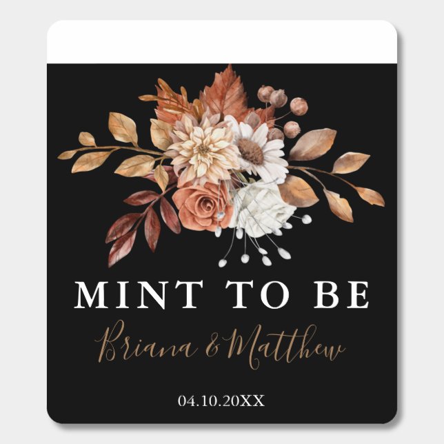 Fall Floral Black Wedding Favor Mints (Sticker)