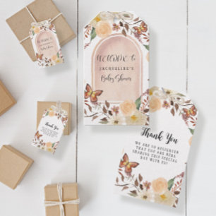 Fall Floral BOHO Autumn Butterfly Baby Shower Gift Tags