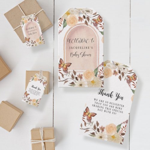 Fall Floral BOHO Autumn Butterfly Baby Shower Gift Tags