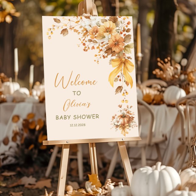 Fall Floral Boho Baby Shower Welcome Foam Board (Creator Uploaded)