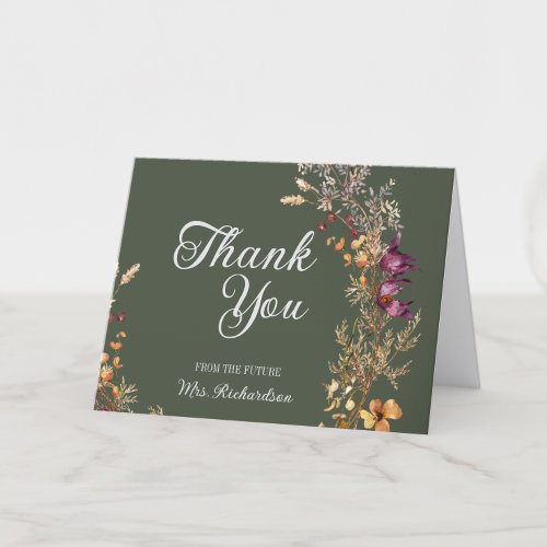 Fall Floral Boho Bridal Shower Folded Thank You Card