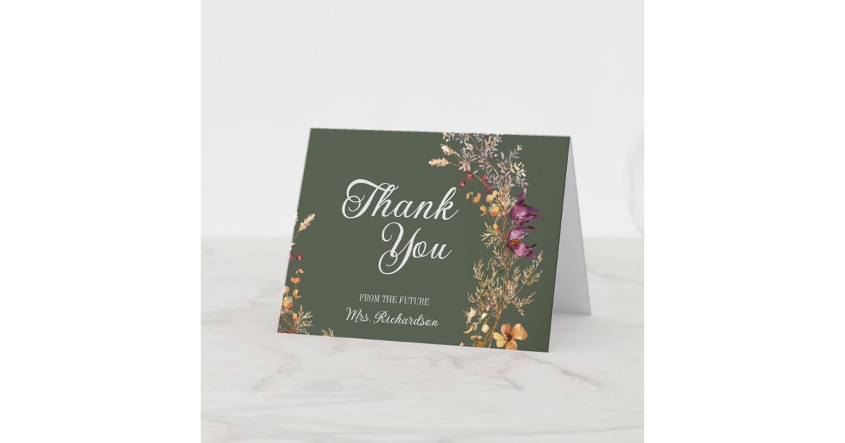 Fall Floral Boho Bridal Shower Folded Thank You Card | Zazzle