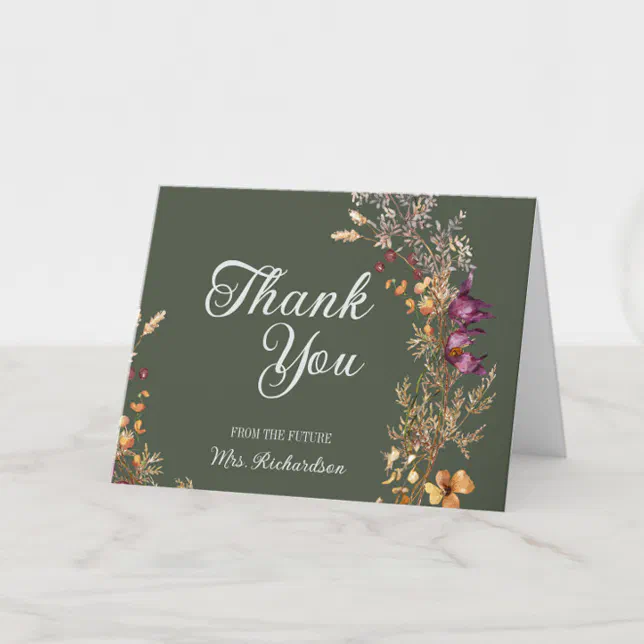 Fall Floral Boho Bridal Shower Folded Thank You Card | Zazzle
