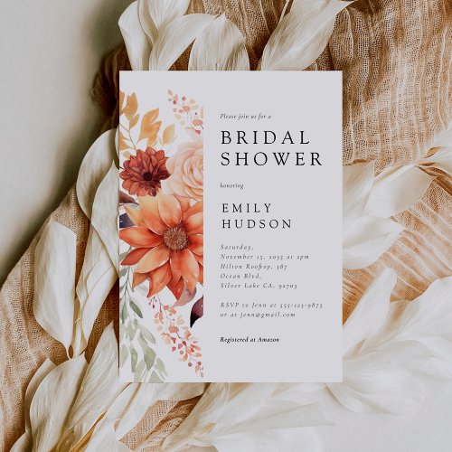 Fall Floral Boho Bridal Shower Invitation