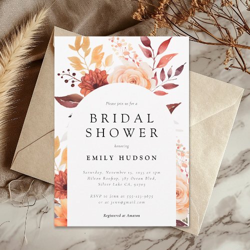 Fall Floral Boho Bridal Shower Invitation