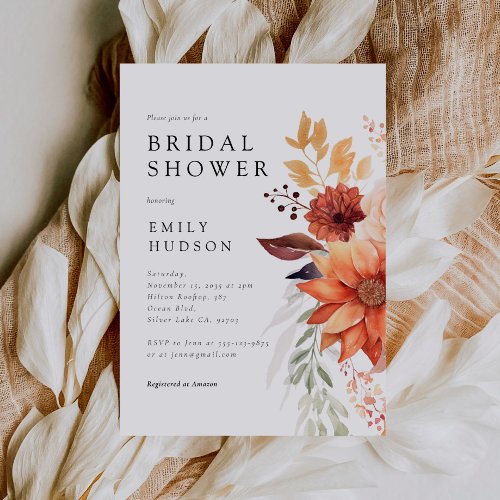 Fall Floral Boho Bridal Shower Invitation