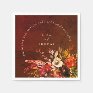Fall Floral Boho Rustic Happily Ever After Wedding Napkins