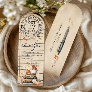 Fall Floral Books Bridal Shower Thank You Favor Bookmarks