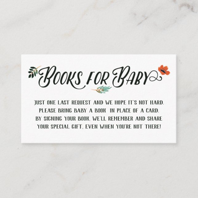 Fall Floral Books For Baby Enclosure Card (Front)