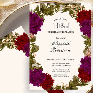 Fall Floral Border 103rd Birthday Invitation
