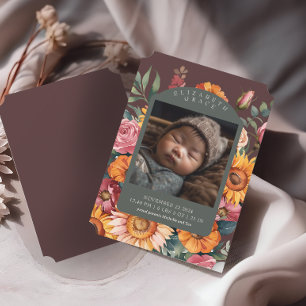 Fall Floral Border November Birth Announcement