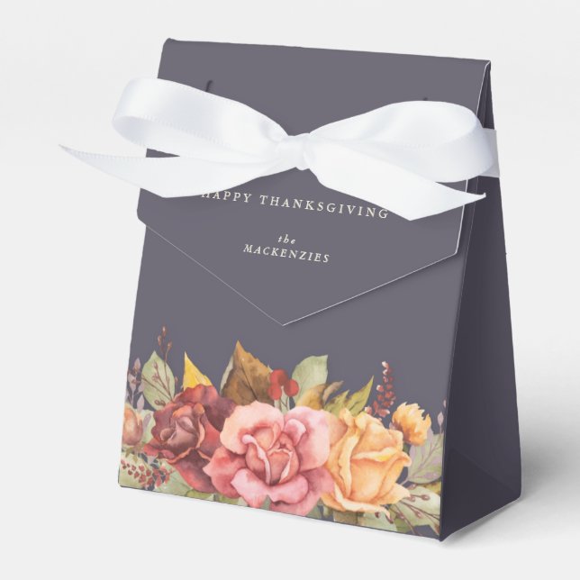 Fall Floral Border Thanksgiving Favor Boxes (Front Side)