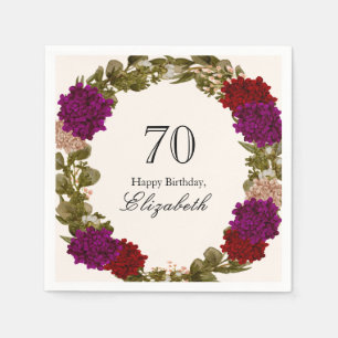 Fall Floral Border Womens 70th Birthday Invitation Napkins