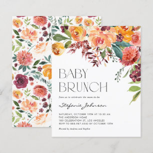 Fall Floral Bouquet Autumn Baby Brunch Invitation