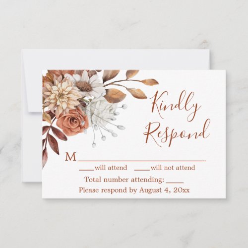 Fall Floral Bouquet Birthday Response RSVP Card