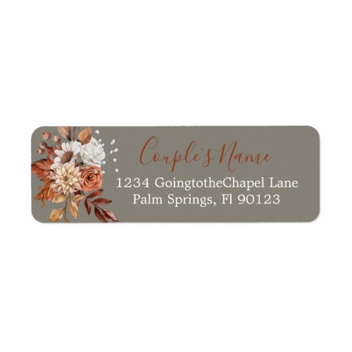 Fall Floral Bouquet on Grey Label